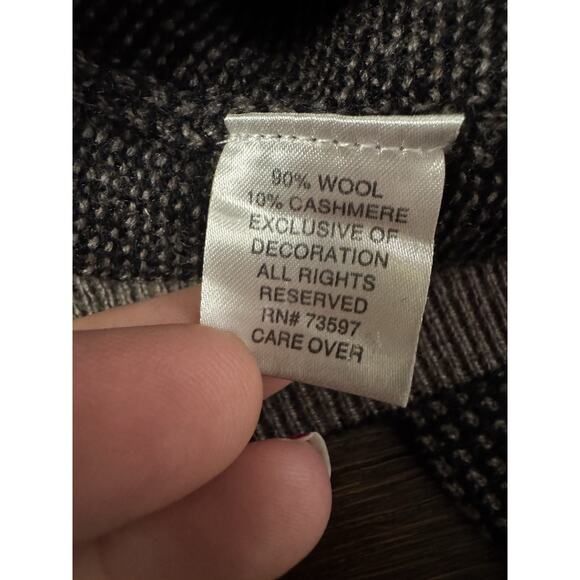 Raffi Cashmere Wool Sweater Men’s Large 52 1/4 Zip Waffle Knit Brown Black - Picture 8 of 9